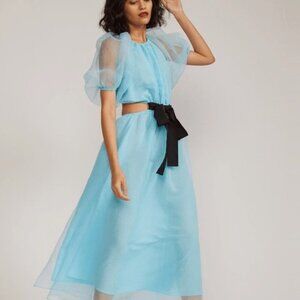 NWOT Cynthia Rowley Clara 2021Prefall Collection Midi Blue Dress Organza S $450